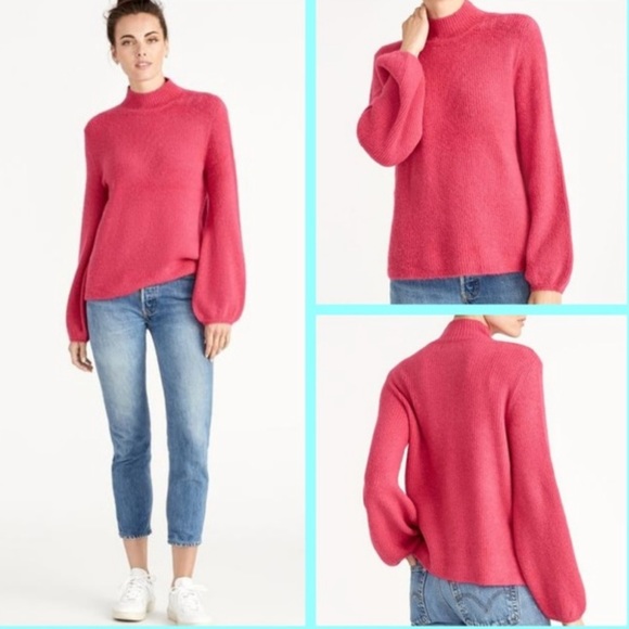 RACHEL Rachel Roy Sweaters - Rachel Roy Shayla in Pink Lotus Mock Neck Balloon Sleeve  L EUC